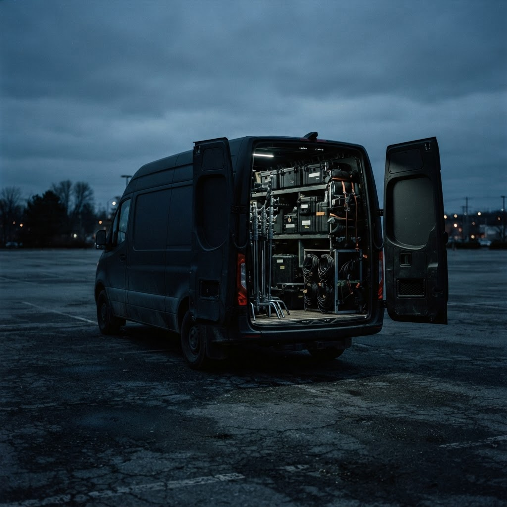 The Tiny Ton production gear van loaded and ready for a location shoot